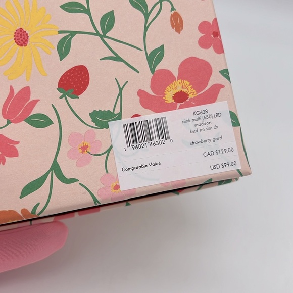 Kate Spade Boxed Madison Strawberry Garden Small Slim Card Holder Pink Multi - Picture 8 of 15